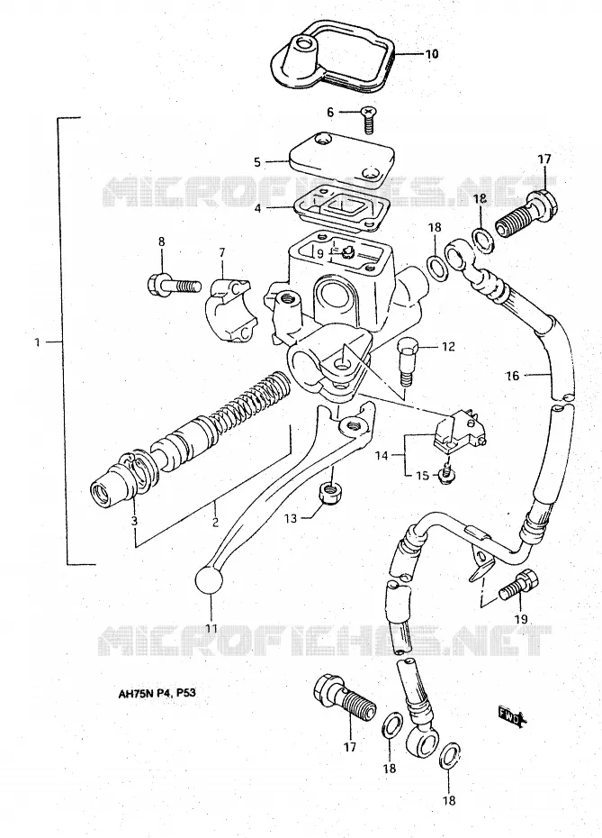 FRONT MASTER CYLINDER Suzuki SCOOTER 75 ADDRESS 1992  AH75N