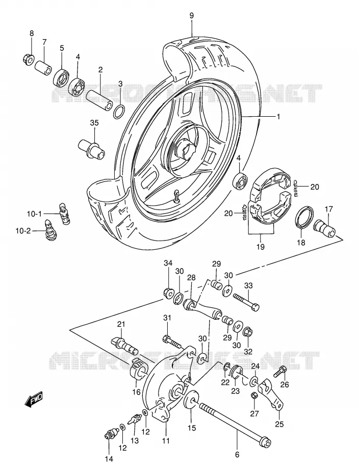FRONT WHEEL (AE50RP/RR/RS/RT/RV) Suzuki SCOOTER 50 AE 1997  AE50RV(E28)
