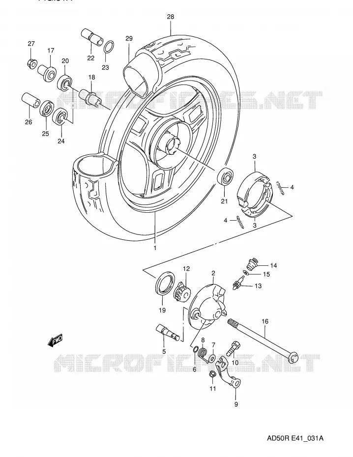 FRONT WHEEL (MODEL K E6) Suzuki SCOOTER 50 AD 1990  AD50L(E41)