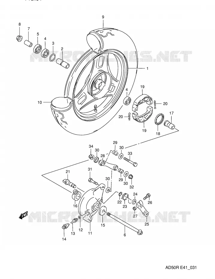 FRONT WHEEL (MODEL L/M E41) Suzuki SCOOTER 50 AD 1991  AD50M(E41)