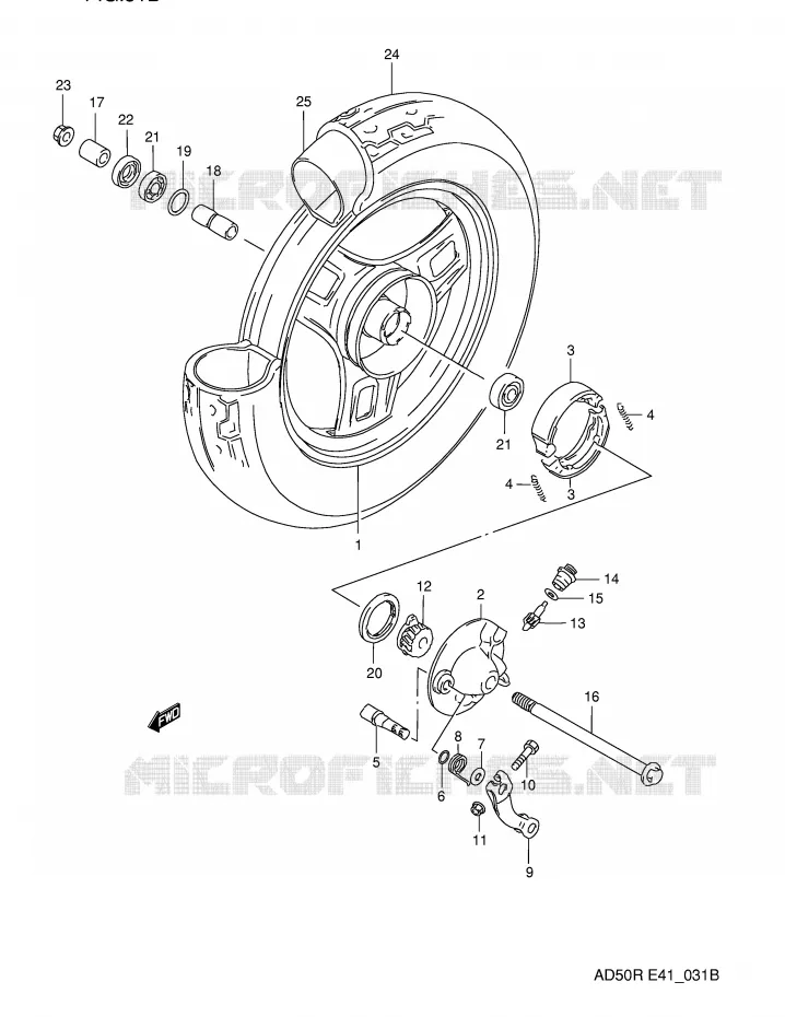FRONT WHEEL (MODEL M E6,P9,E94) Suzuki SCOOTER 50 AD 1991  AD50M(E41)