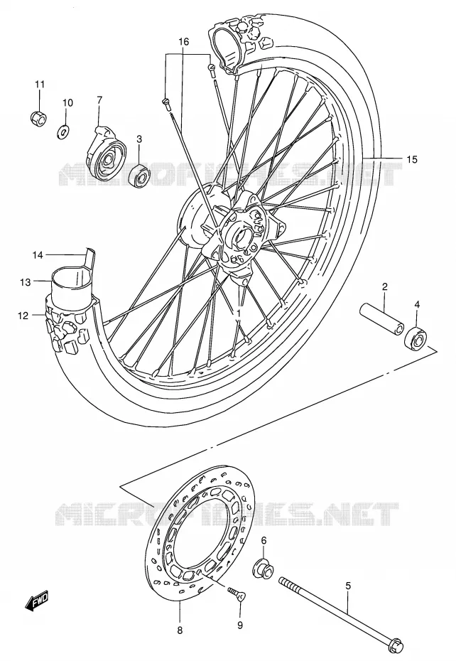 FRONT WHEEL Suzuki MOTO 200 DF 2000  DF200EY