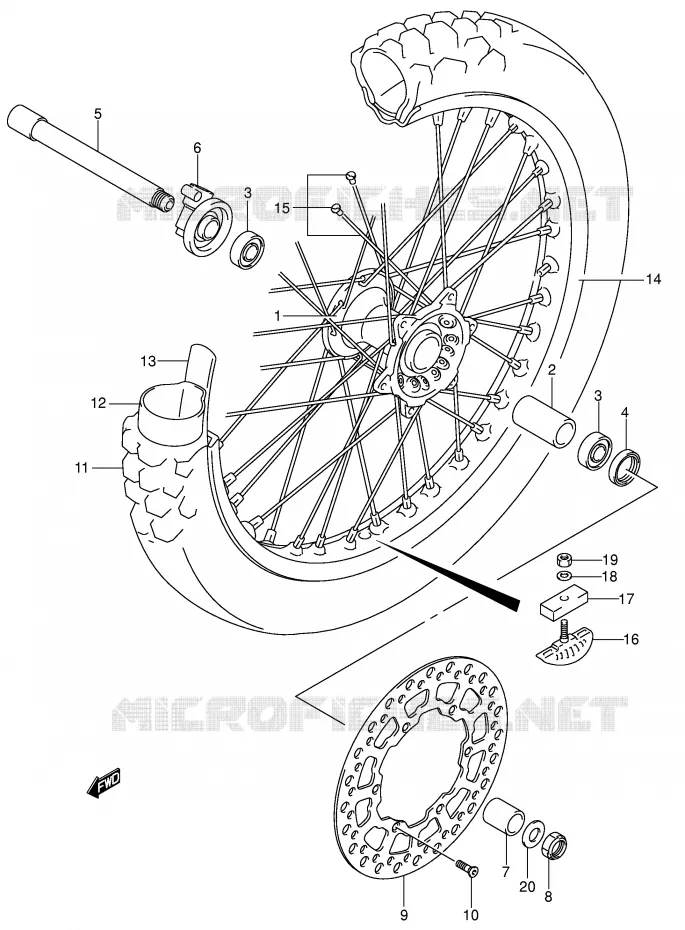 FRONT WHEEL Suzuki MOTO 400 DR-Z 2003  DR-Z400EK3(E1)