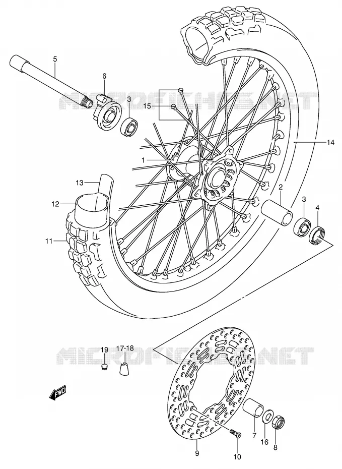 FRONT WHEEL Suzuki MOTO 400 DR-Z 2004  DR-Z400SK4(E3/E28)
