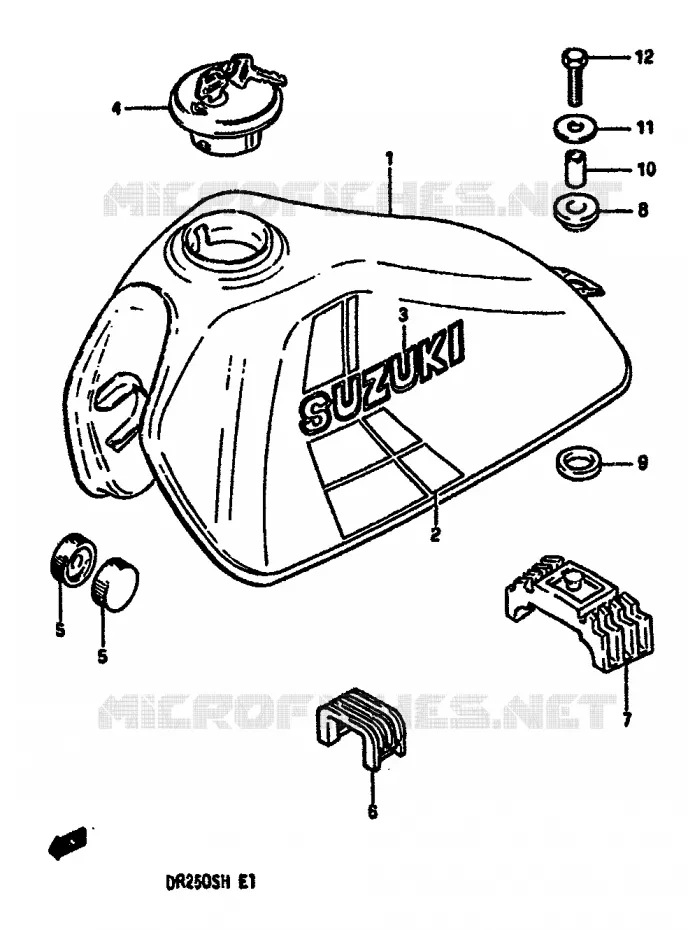 FUEL TANK (MODEL E) Suzuki MOTO 250 DR 1985  DR250SF(E/F/G/H)