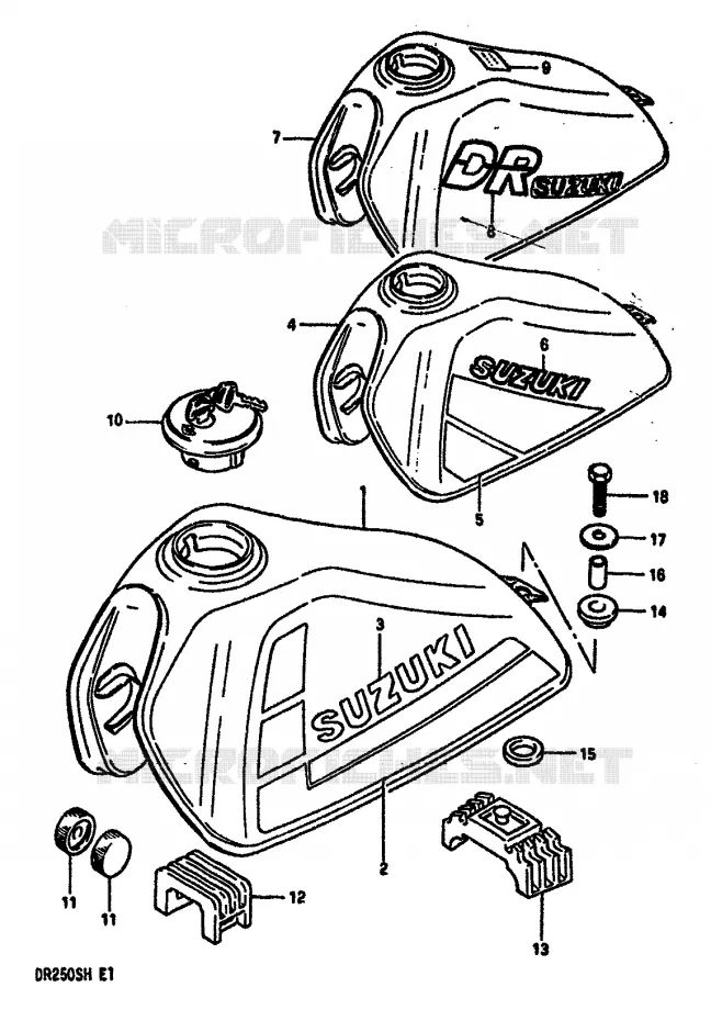 FUEL TANK (MODEL F/G/H) Suzuki MOTO 250 DR 1985  DR250SF(E/F/G/H)