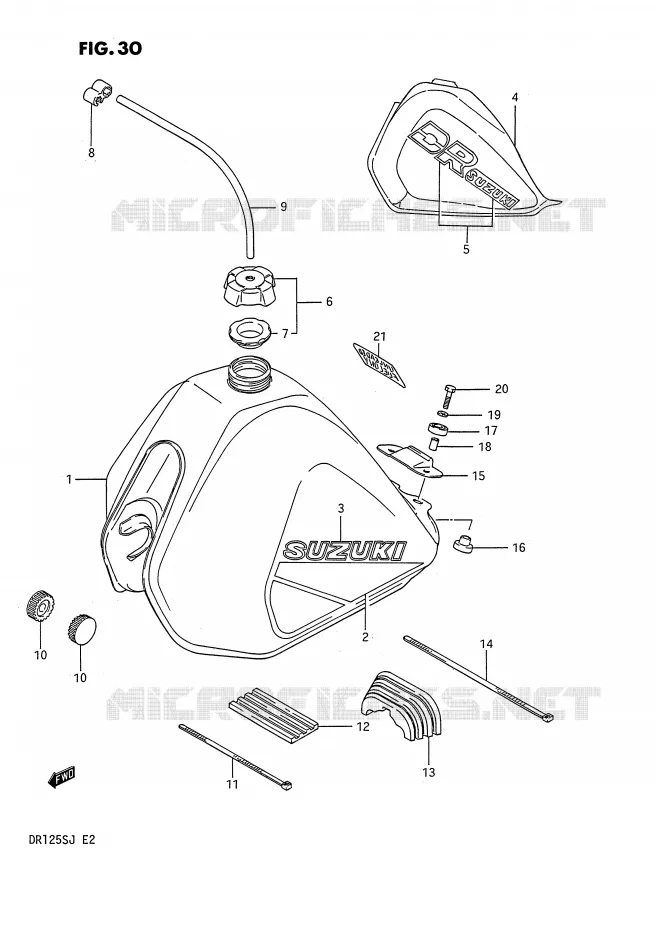 FUEL TANK (MODEL F/H) Suzuki MOTO 125 DR 1985  DR125SF(E2)