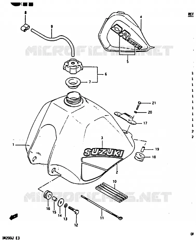 FUEL TANK (MODEL G/H) Suzuki MOTO 200 DR 1988  DR200J(G/H/J)