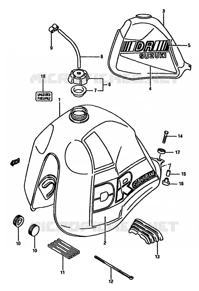 FUEL TANK (MODEL H/J) Suzuki MOTO 600 DR 1986  DR600SG(E2)