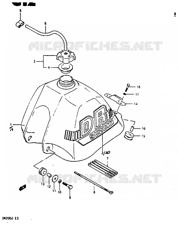 FUEL TANK (MODEL J) Suzuki MOTO 200 DR 1988  DR200J(G/H/J)