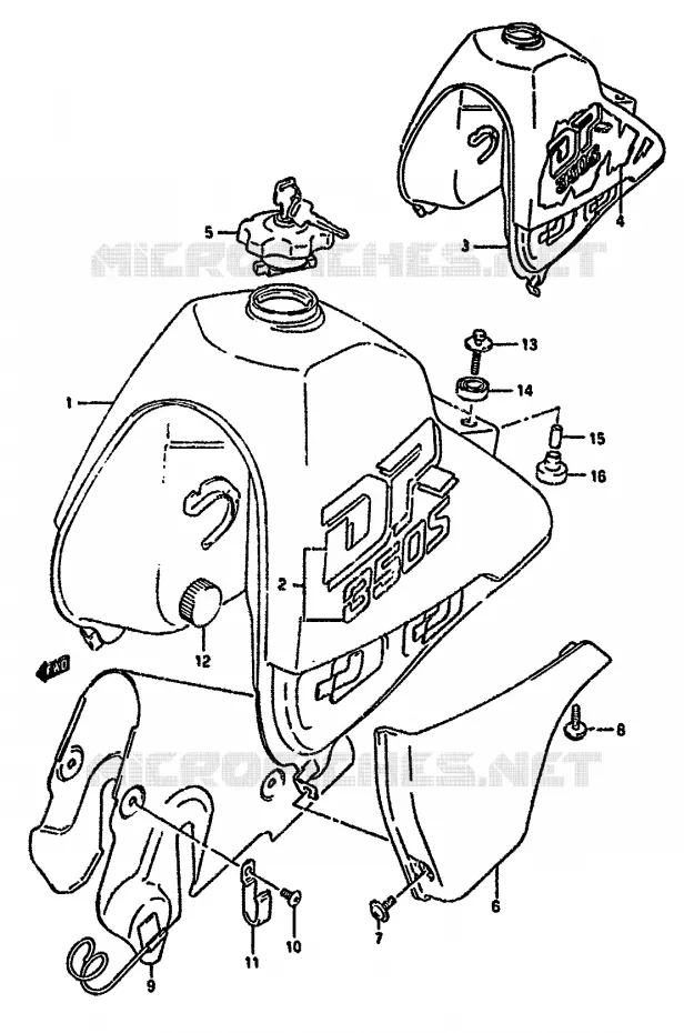 FUEL TANK (MODEL L/M) Suzuki MOTO 350 DR 1994  DR350SHR(L/M/N/P/R)