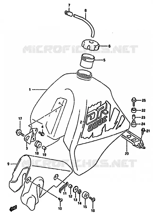 FUEL TANK (MODEL M E24) Suzuki MOTO 350 DR 1994  DR350SR(L/M/N/P/R)