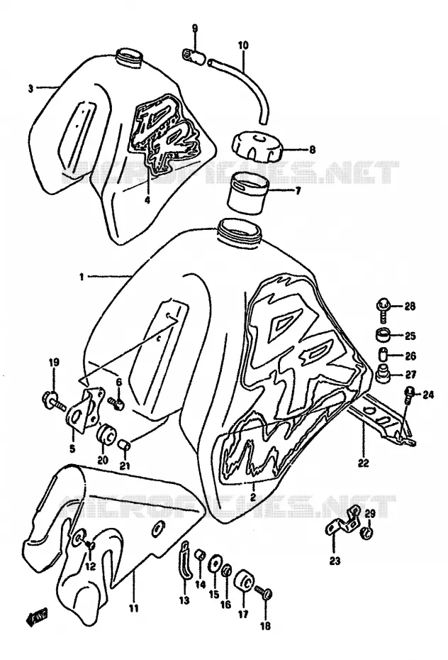 FUEL TANK (MODEL N/P E24) Suzuki MOTO 350 DR 1993  DR350SP(L/M/N/P/R)