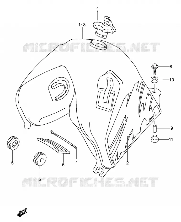 FUEL TANK (MODEL N/P/R/S) Suzuki MOTO 650 DR 1993  DR650RSEP(E4)