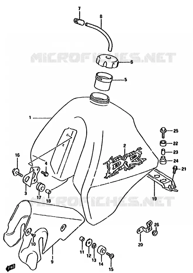 FUEL TANK (MODEL R E24) Suzuki MOTO 350 DR 1992  DR350SN(L/M/N/P/R)