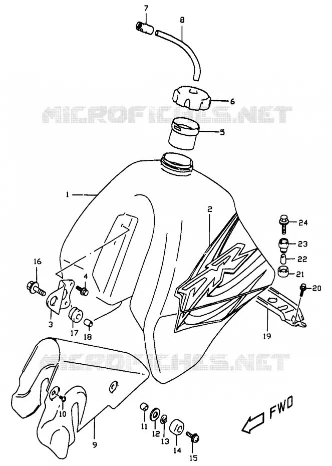 FUEL TANK (MODEL X) Suzuki MOTO 350 DR 1999  DR350X(V/W/X)