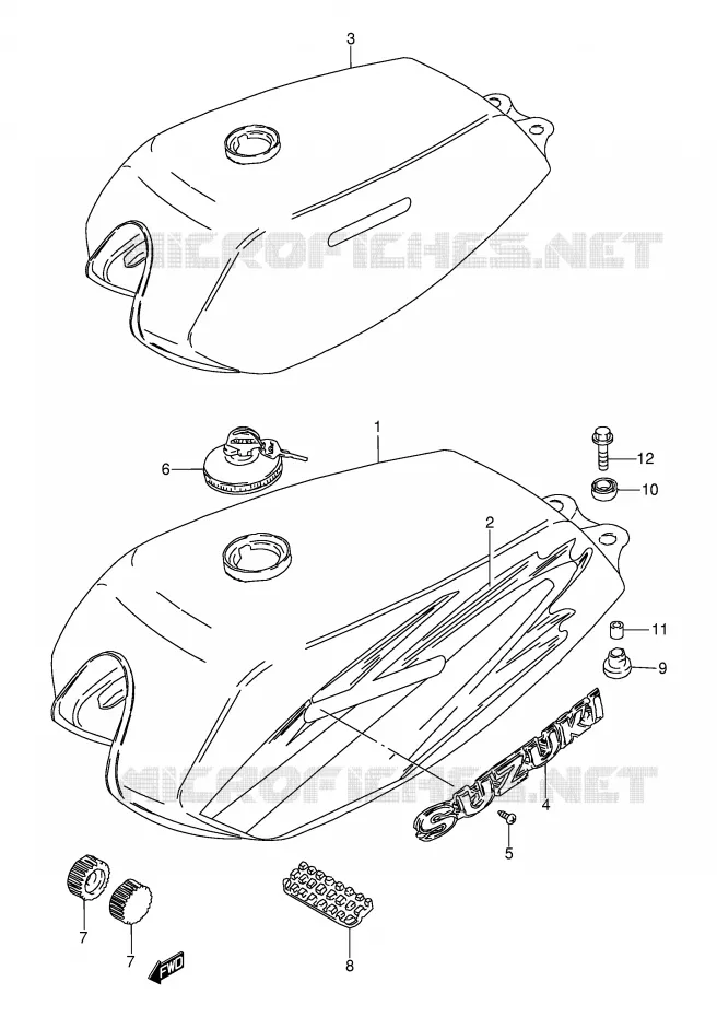 FUEL TANK (MODEL X/Y) Suzuki MOTO 115 AP 2000  AX115Y(E71)