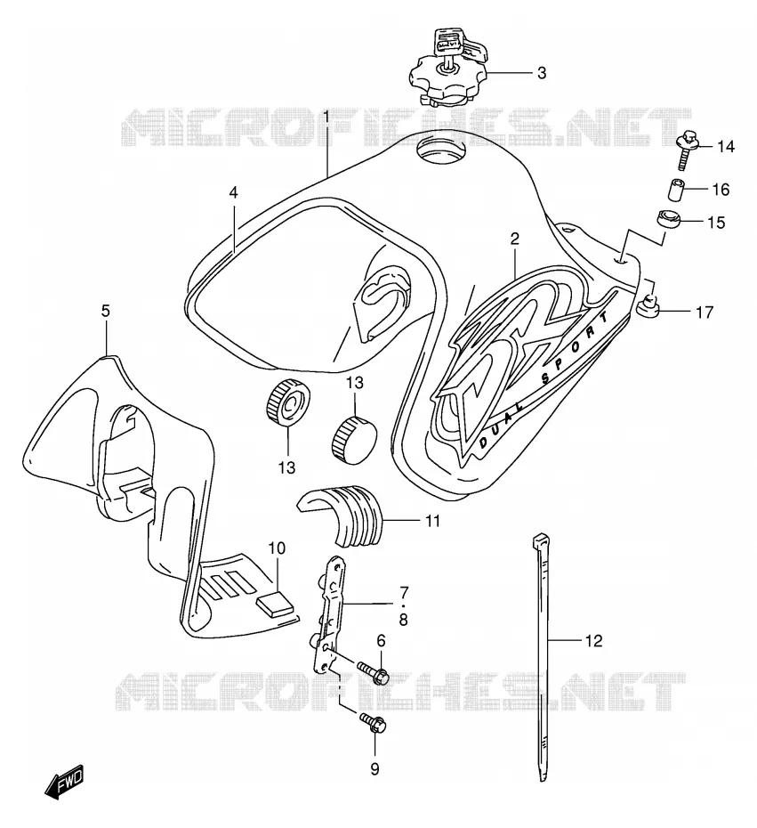 FUEL TANK (MODEL Y) Suzuki MOTO 650 DR 1999  DR650SEUX(E4)