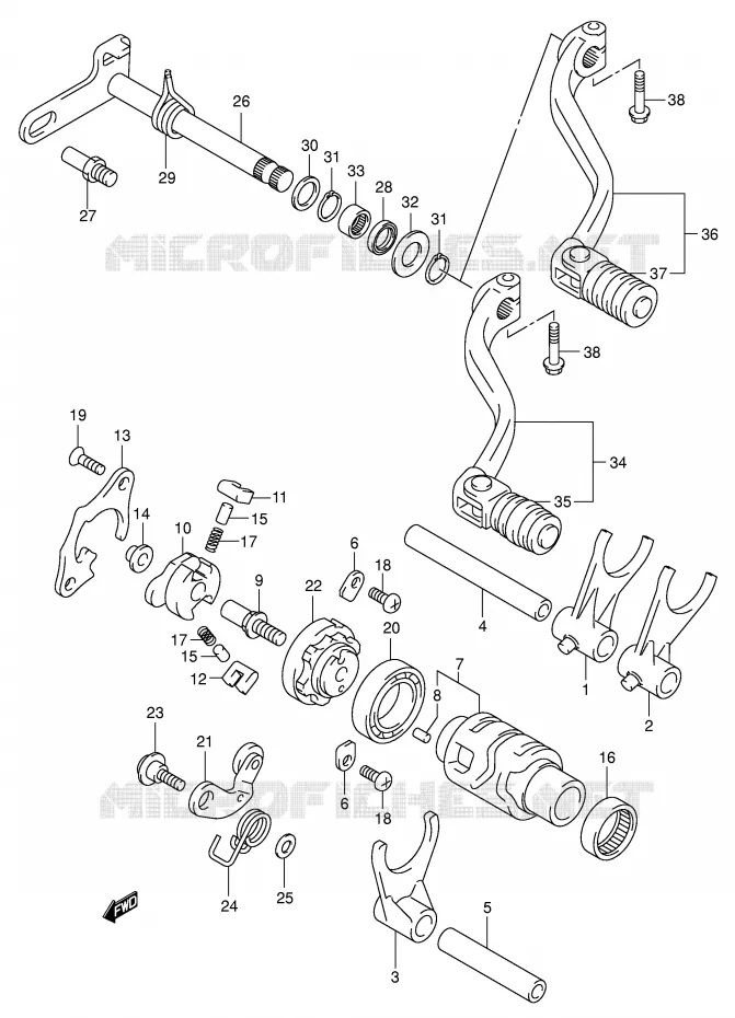 GEAR SHIFTING ASSY (NOTE) Suzuki MOTO 400 DR-Z 2002  DR-Z400K2(E1)