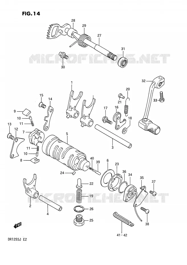 GEAR SHIFTING ASSY Suzuki MOTO 125 DR 1985  DR125SF(E2)