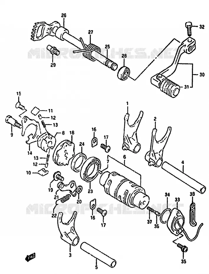 GEAR SHIFTING ASSY Suzuki MOTO 350 DR 1991  DR350SM(L/M/N/P/R)
