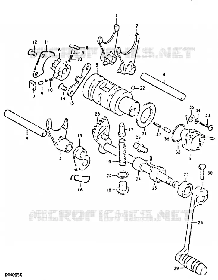 GEAR SHIFTING ASSY Suzuki MOTO 400 DR 1981  DR400SX(T/X)