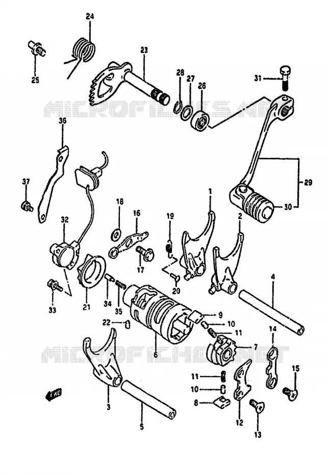 GEAR SHIFTING ASSY Suzuki MOTO 650 DR 1994  DR650RUR(N/P/R)