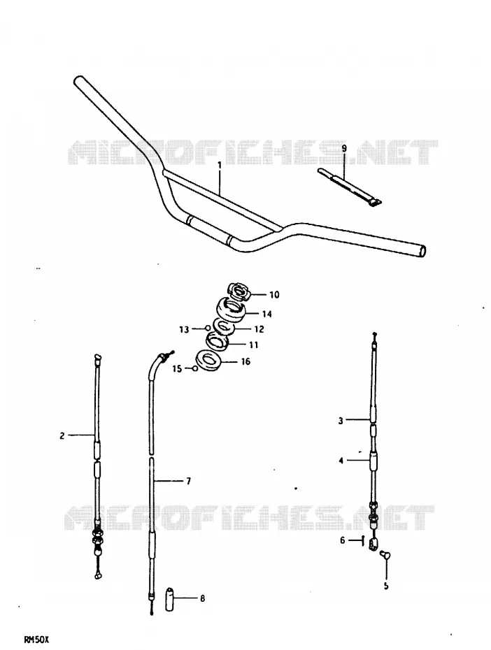 HANDLEBAR - CABLES Suzuki MOTO 50 RM 1981  RM50X(C/N/T/X)
