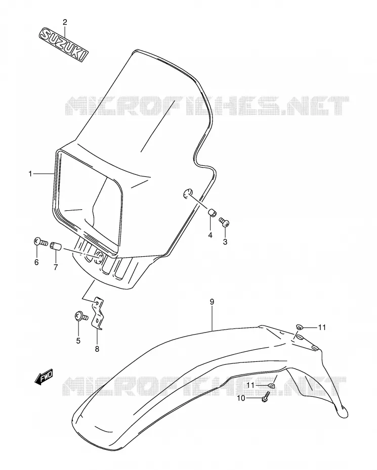 HEADLIGHT COVER (MODEL K1,MODEL K2 P9) Suzuki MOTO 200 DR 2004  DR200SEK4(E24)