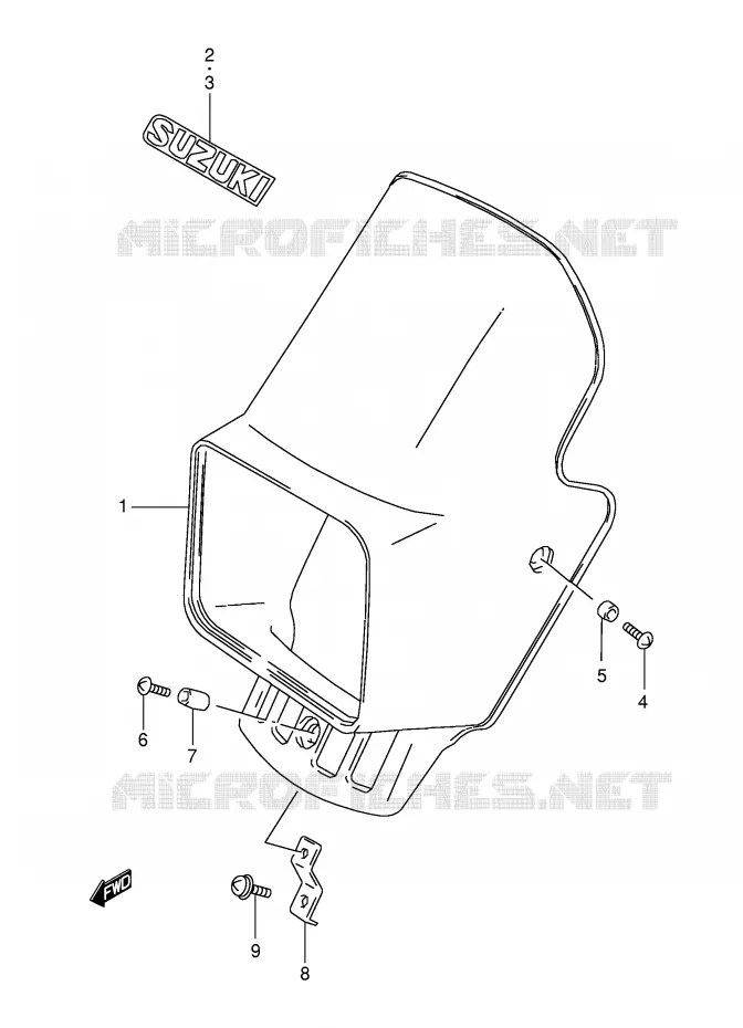 HEADLIGHT COVER (MODEL V/W/X) Suzuki MOTO 350 DR 1995  DR350SES(E2)