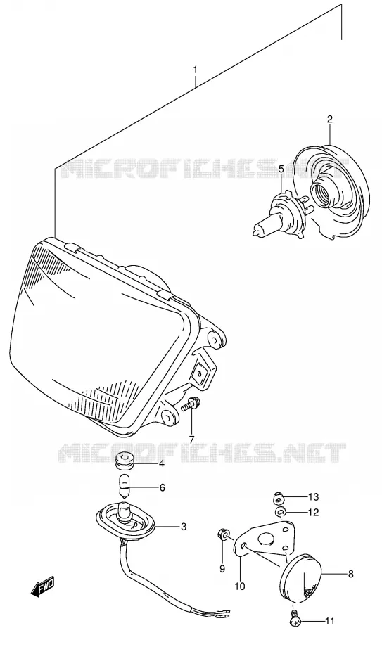 HEADLIGHT (MODEL S/T) Suzuki MOTO 650 DR 1993  DR650RSEP(E4)