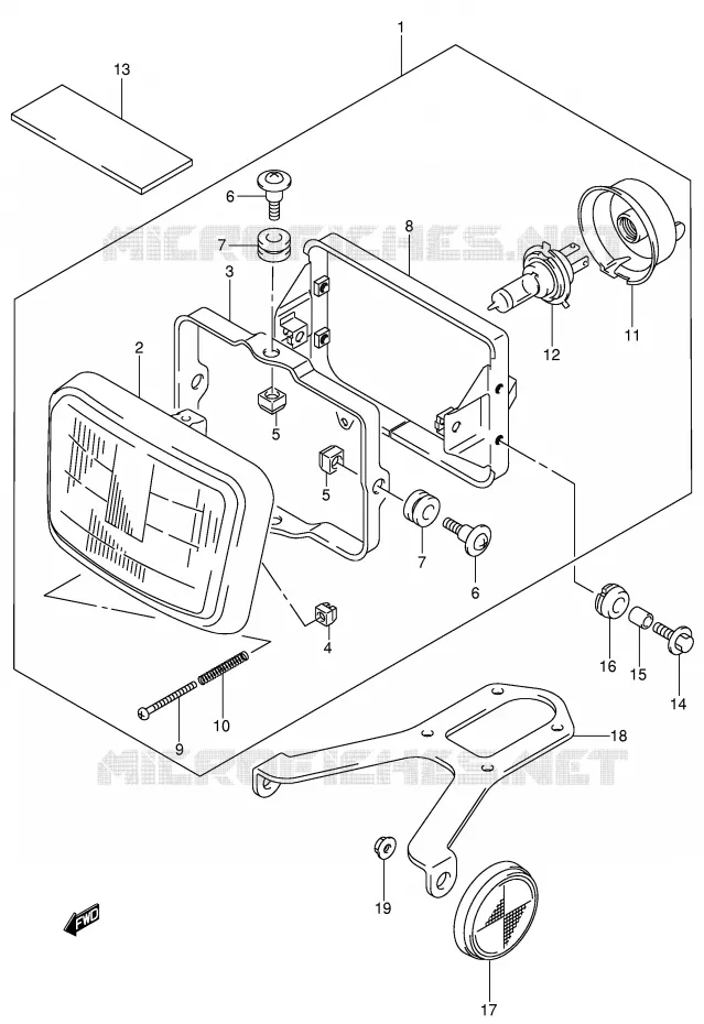 HEADLIGHT (MODEL Y/K1) Suzuki MOTO 400 DR-Z 2004  DR-Z400SK4(E3/E28)