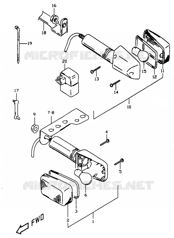 INDICATORS (MODEL W/X, E24) Suzuki MOTO 350 DR 1998  DR350W(V/W/X)