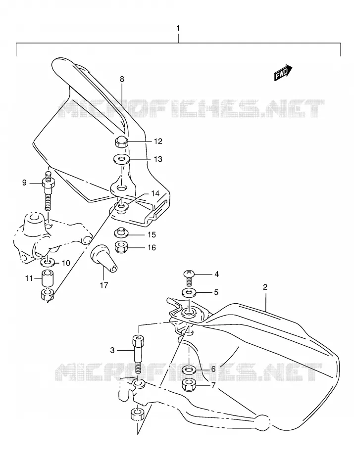 KNUCKLE COVERS (OPTION)(MODEL R/S/T/V/W) Suzuki MOTO 125 DR 1996  DR125SET(E4)