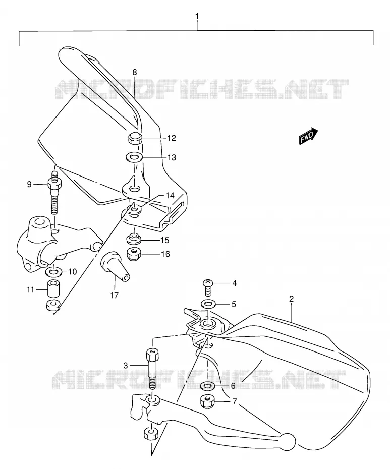 KNUCKLE COVERS (OPTION) Suzuki MOTO 200 DR 2003  DR200SEK3(E3/E28)