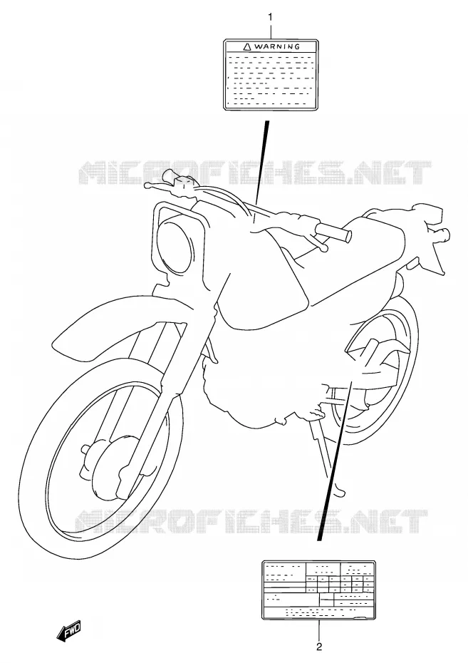 LABEL (MODEL R/S/T/V/W) Suzuki MOTO 125 DR 1998  DR125SEUW(E4)