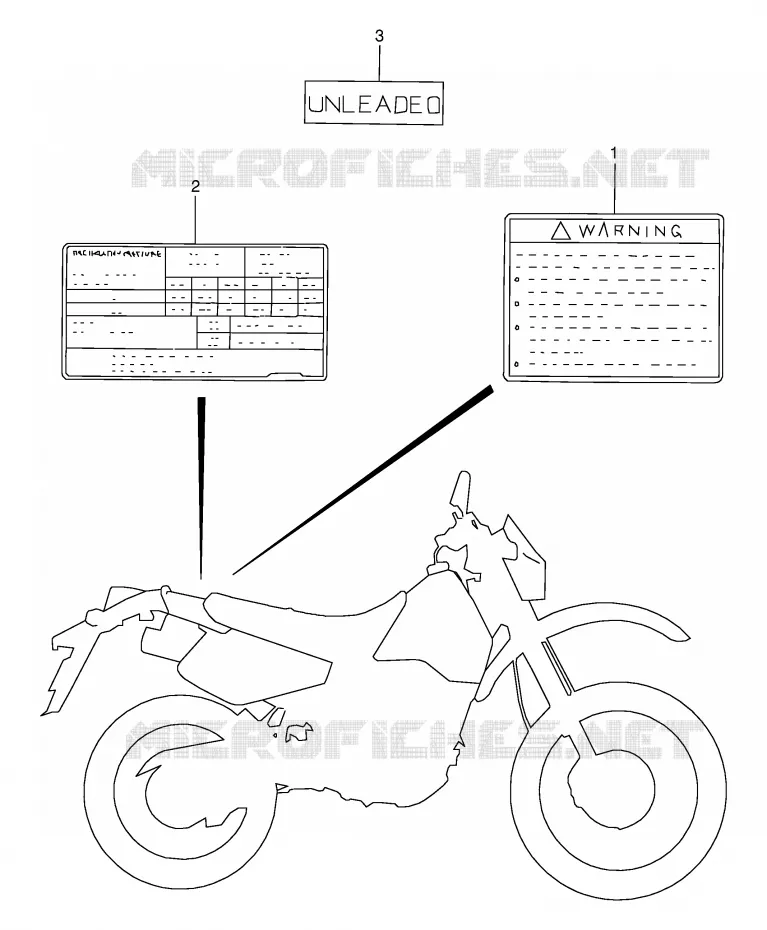 LABEL (MODEL T/V/W/X) Suzuki MOTO 350 DR 1999  DR350SEX(E2)