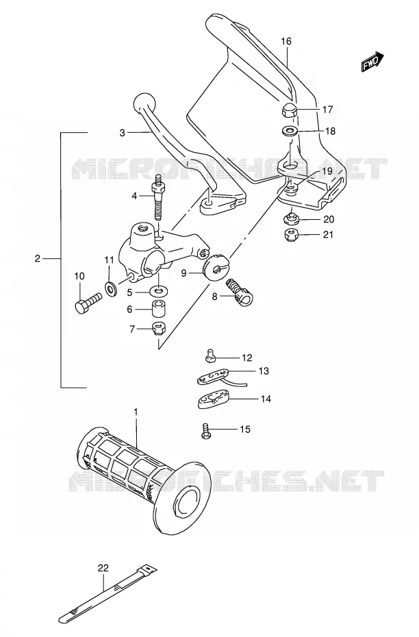 LEFT LEVER - HANDGRIP (MODEL V/W/X) Suzuki MOTO 350 DR 1999  DR350SEX(E2)
