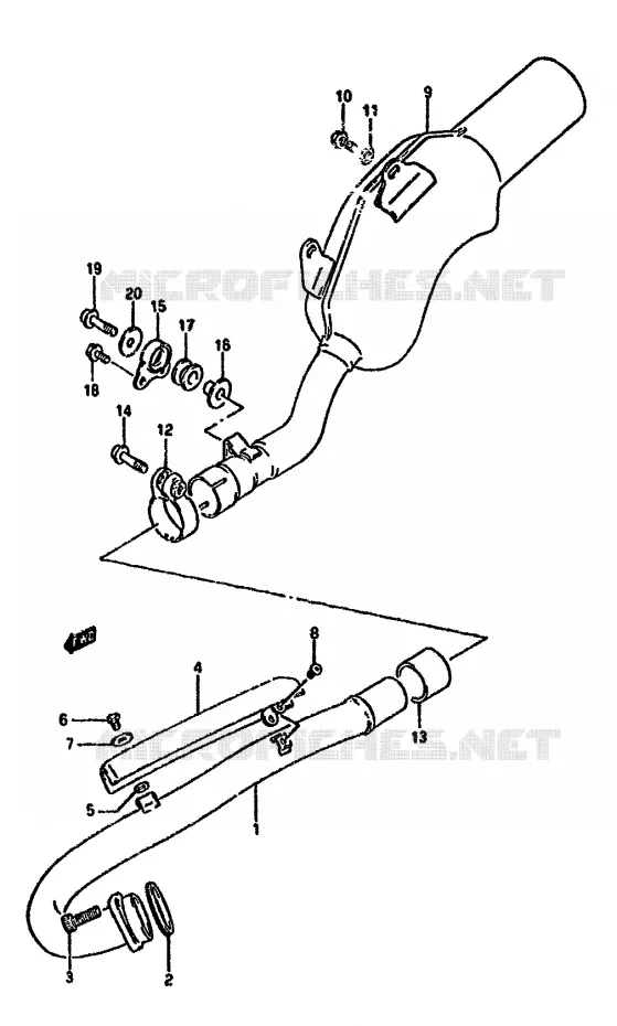 MUFFLER Suzuki MOTO 350 DR 1993  DR350SUP(L/M/N/P/R)