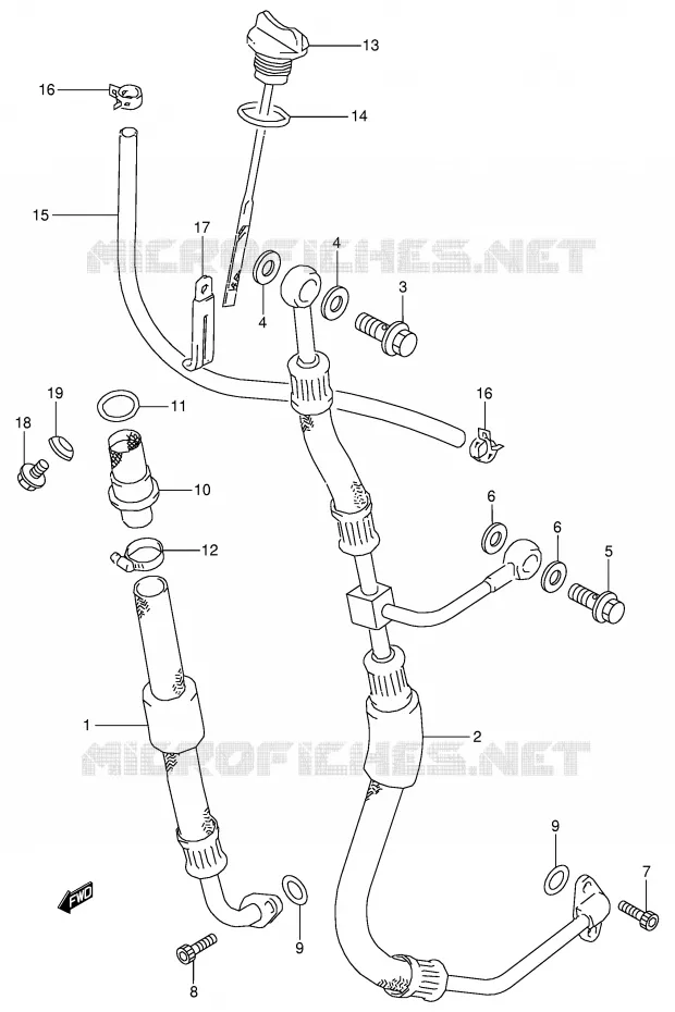 OIL HOSE Suzuki MOTO 350 DR 1998  DR350W(E1)