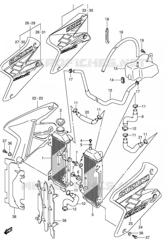 RADIATOR (MODEL K2/K3/K4) Suzuki MOTO 400 DR-Z 2000  DR-Z400Y(E1)