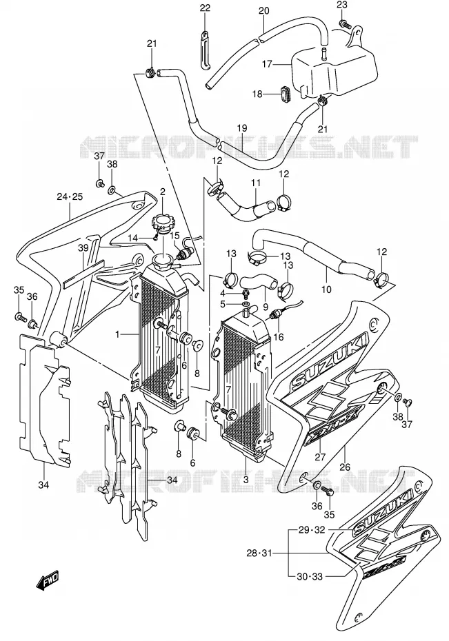 RADIATOR (MODEL K2/K3) Suzuki MOTO 400 DR-Z 2003  DR-Z400SK3(E2)