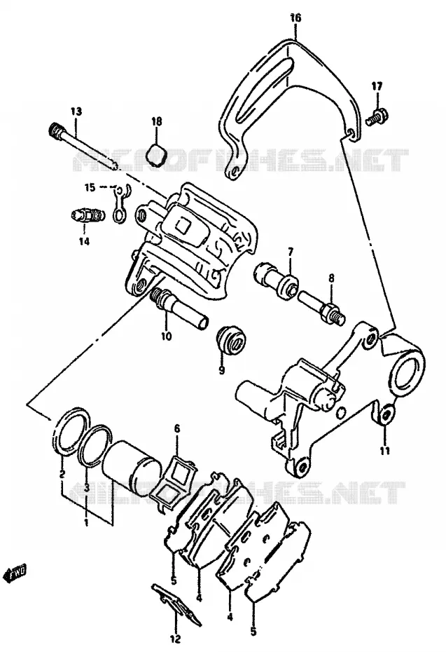 REAR CALIPER (MODEL L/M) Suzuki MOTO 350 DR 1992  DR350SN(L/M/N/P/R)