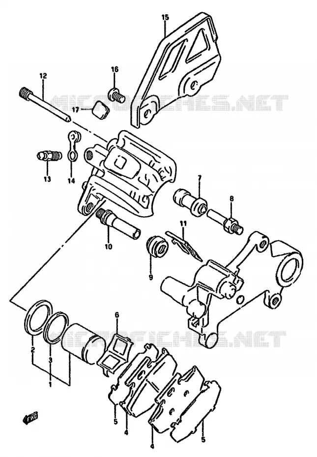 REAR CALIPER (MODEL R) Suzuki MOTO 350 DR 1992  DR350SHN(L/M/N/P/R)