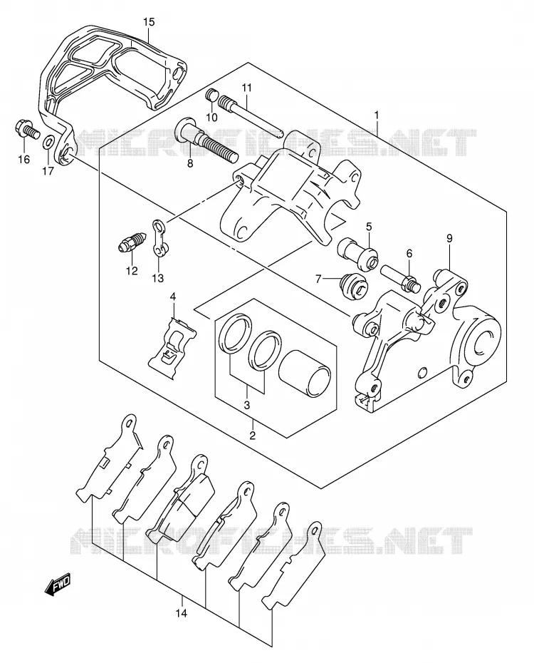 REAR CALIPER Suzuki MOTO 400 DR-Z 2007  DR-Z400EK7(E1)