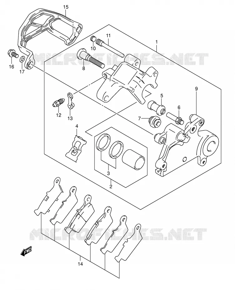REAR CALIPER Suzuki MOTO 400 DR-Z 2007  DR-Z400EK7(E3/E28)