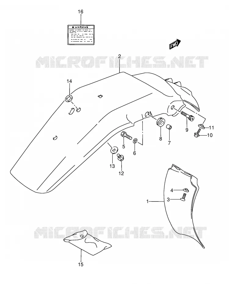 REAR FENDER - LABEL (MODEL L/M/N/P) Suzuki MOTO 350 DR 1992  DR350N(E3)
