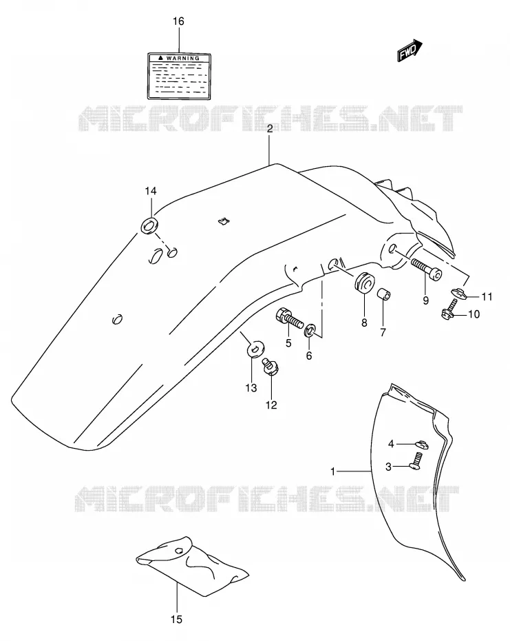 REAR FENDER - LABEL (MODEL L/M/N/P) Suzuki MOTO 350 DR 1996  DR350T(E1)