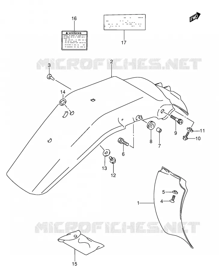 REAR FENDER - LABEL (MODEL R/S/T) Suzuki MOTO 350 DR 1990  DR350L(E3)