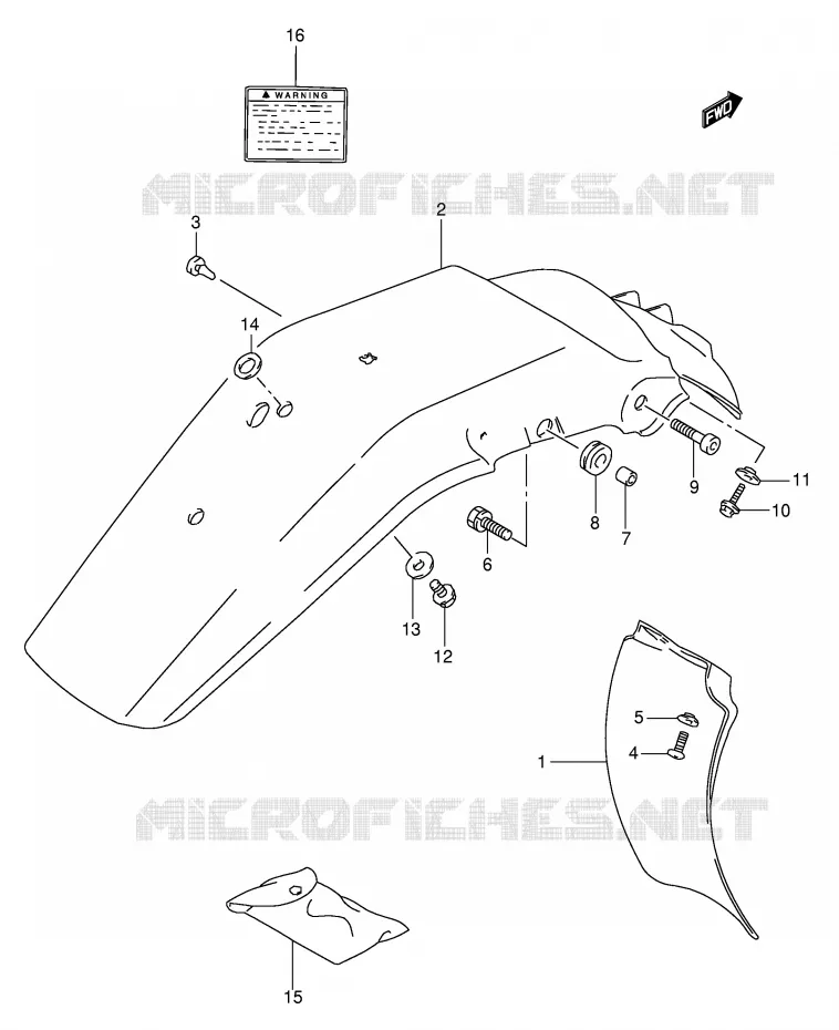 REAR FENDER - LABEL (MODEL R/S/T) Suzuki MOTO 350 DR 1991  DR350M(E1)